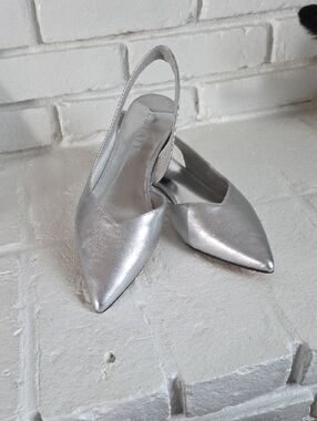 1. State Silver Pointed Toe Mules